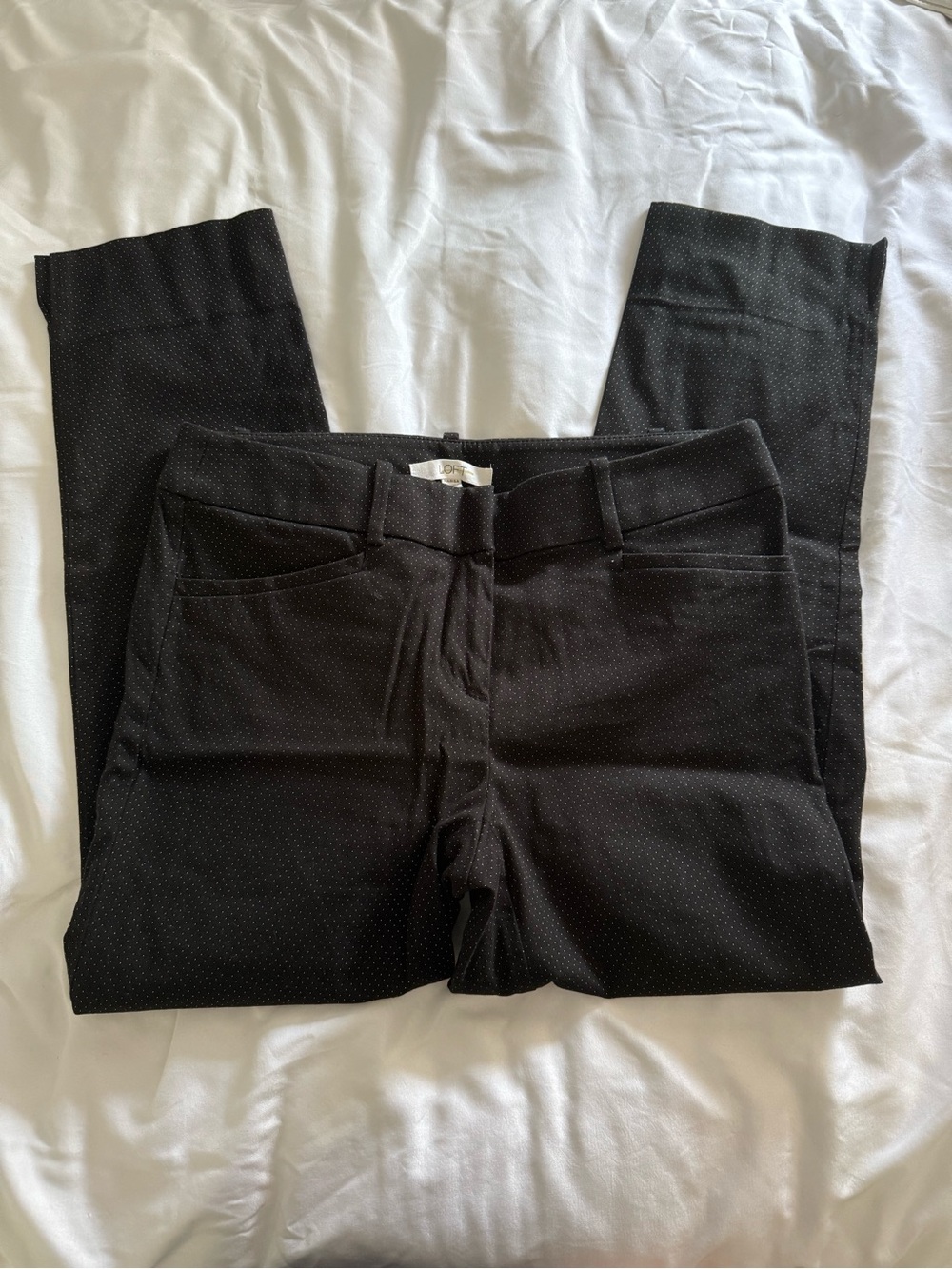 LOFT Black Polka Dot Marisa Skinny Ankle Pants - Size 2